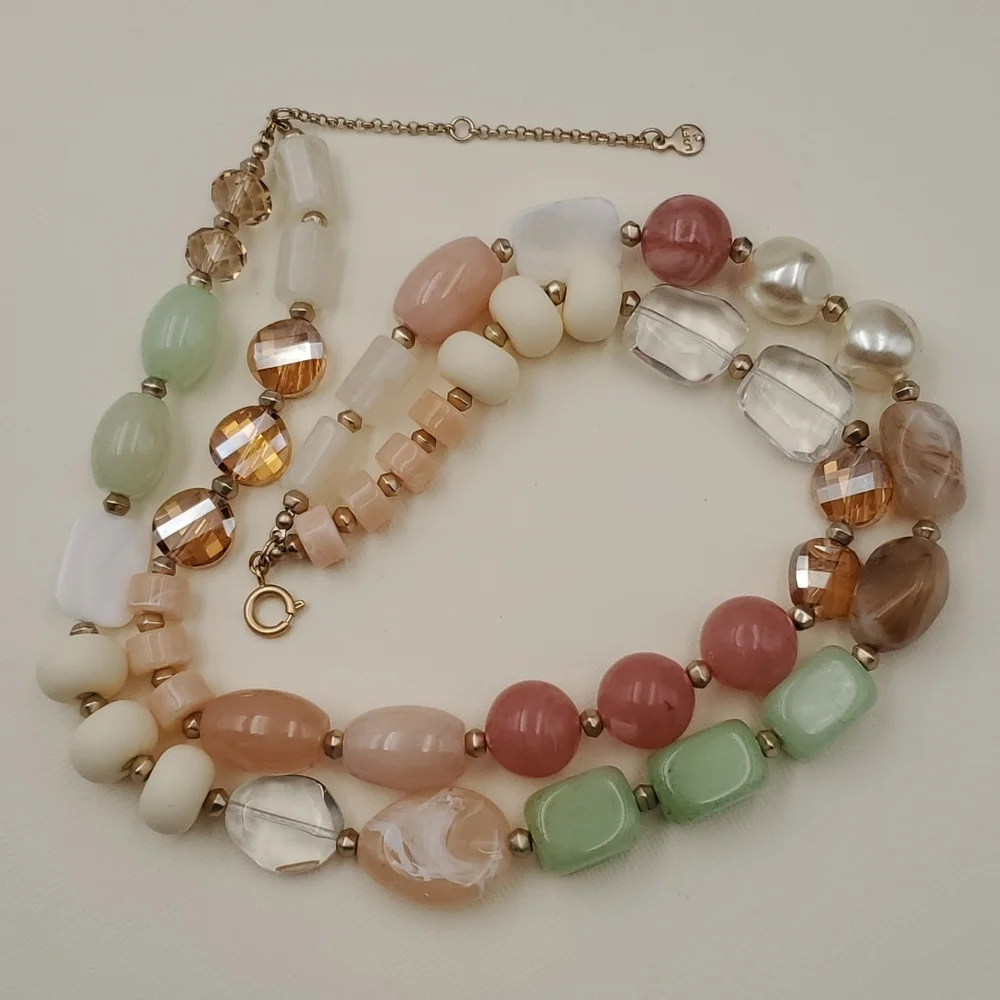 LOFT Double Strand Pastel Mixed Media Beads Necklace - Picture 6 of 7